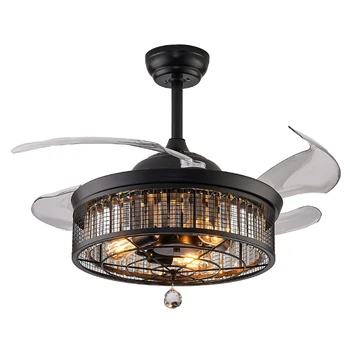 European and American industrial style dining room chandelier bedroom ceiling fan with lamp luxury ceiling fan led fan light