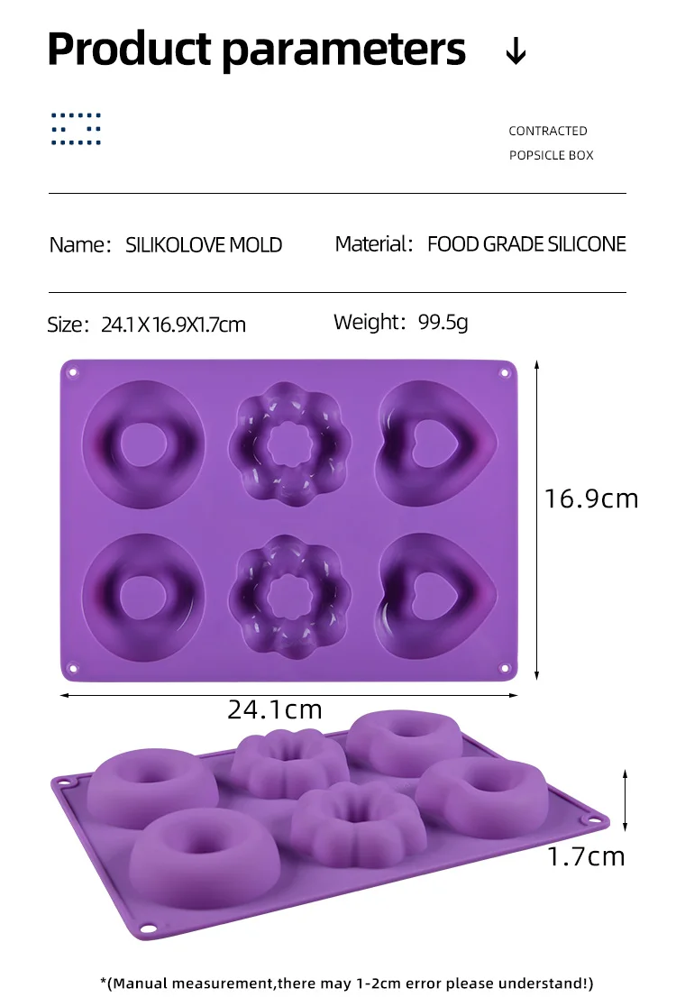 New Diy Baking Tool 6-hole Donut Mold With Different Shapes Silicone Cake Mold Aromatherapy Soap Silicone Mold
