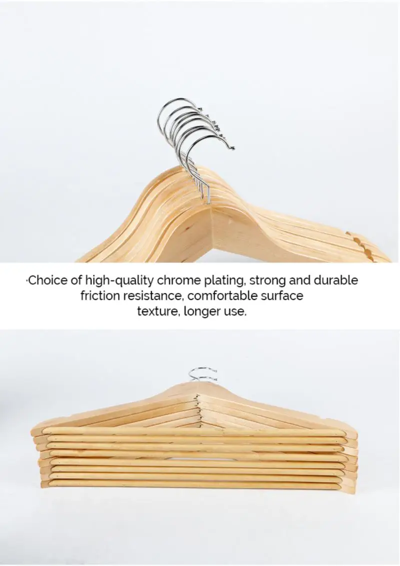 High end 5/10pcs anti slip hanger set wardrobe storage saves space, dry clothes hanger, wooden home furnishings 1