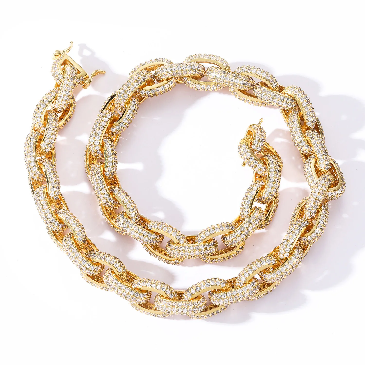 Hip Hop 13mm O Chain 18k Gold Iced Out 