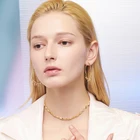 Hoop Earrings Earrings High-quality Retro Simple Zircon Pendant S925 Sterling Silver Geometric Hoop Earrings