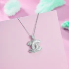 2021 New Arrival Hot Sale Jewelry 18k Real White Gold Fashion Diamonds Letter Capital Necklace For Women