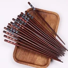 Chopsticks Chopsticks Three-ring Colored Glaze Cherry Blossom Wooden Chopsticks Reusable Durable And Convenient Chopsticks
