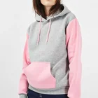 Pullover Women Hoodie 2021 Winter Warm Wholesale Custom 100% Cotton Colors Block Pullover Hoodies For Women