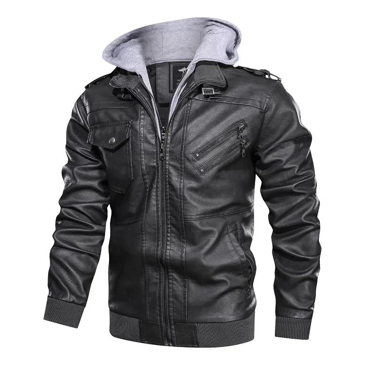 Motorcycle & Auto Racing Sportswear Type and Jackets Style Men PU  Leather Jacket Men Cargo Jackets