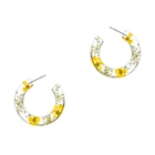 Hoop 2021 Fashion New Arrival Chunky C Shape Plastic Hoop Flower Resin Earrings High Quality Wholesale Jewelry For Women
