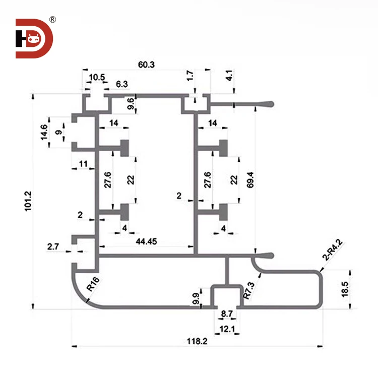 100118 Extruded Aluminum Profile 3x Speed 38.1 Pitch Double Speed Chain Industrial Aluminum Profile BS30-C212A details