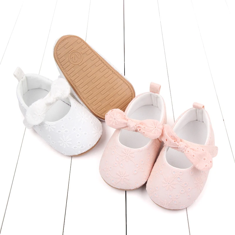 New Arrival Spring and Autumn Solid Color Bow Soft Soled Non-slip Baby Toddler Shoes for Girls factory