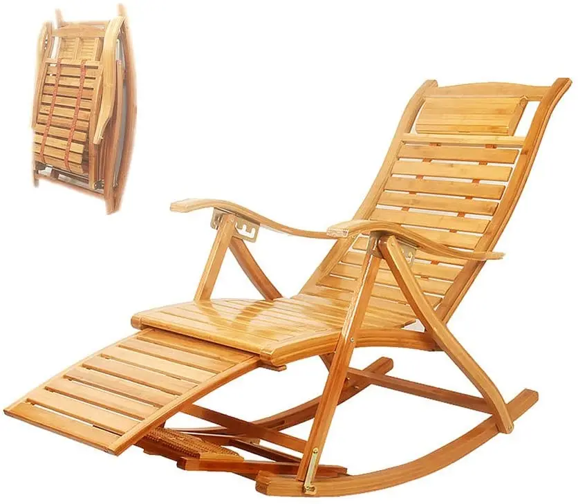 wooden reclining garden lounger