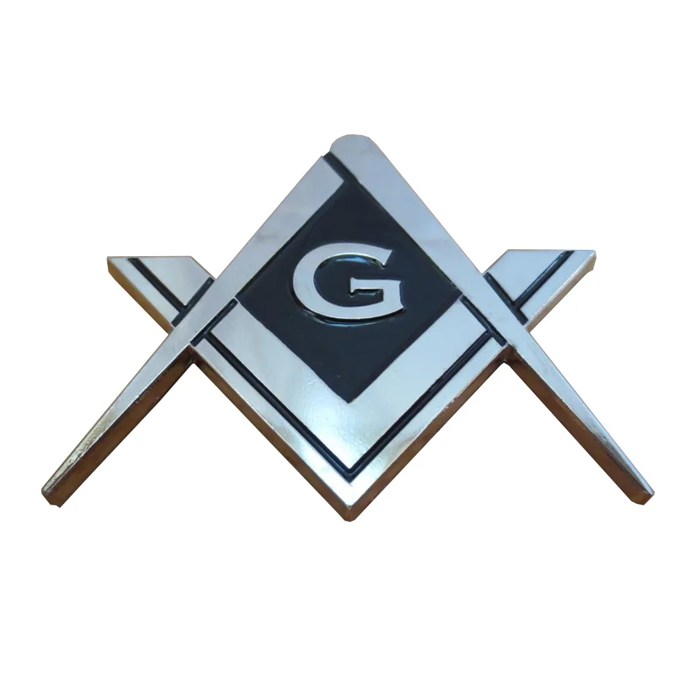 3'' Tall Square & Compass ABS Plastic Masonic Auto Emblem Chrome 