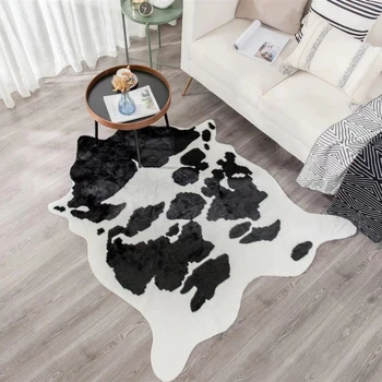 Cow hide Fur rugs faux carpets sheepskin Area Rugs Animal Shaped faux cowhide rug