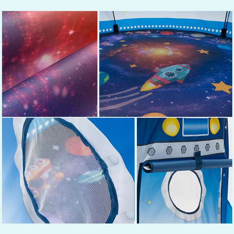 Space Castle Kids Playhouse Unique Space and Planet Design Rocket Ship Play Tent Waterproof Indoor Toy Tents for Boys Girls