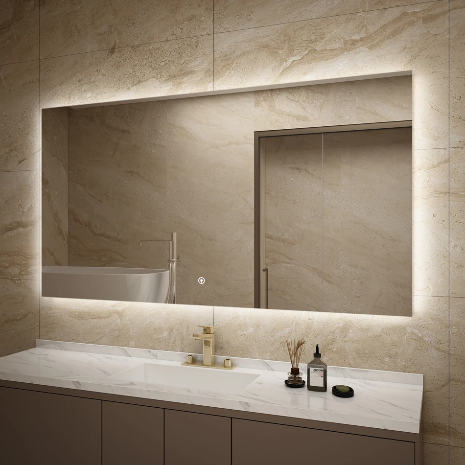 Modern Illuminated Backlit Lighted Decorative Rectangle Bathroom LED Mirror Wall Mounted Lighted Mirror