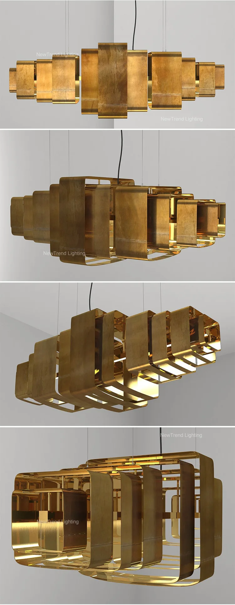CPL-363 Luxury Style Indoor Living Room Dining Room Custom Gold Color LED Chandelier Light supplier