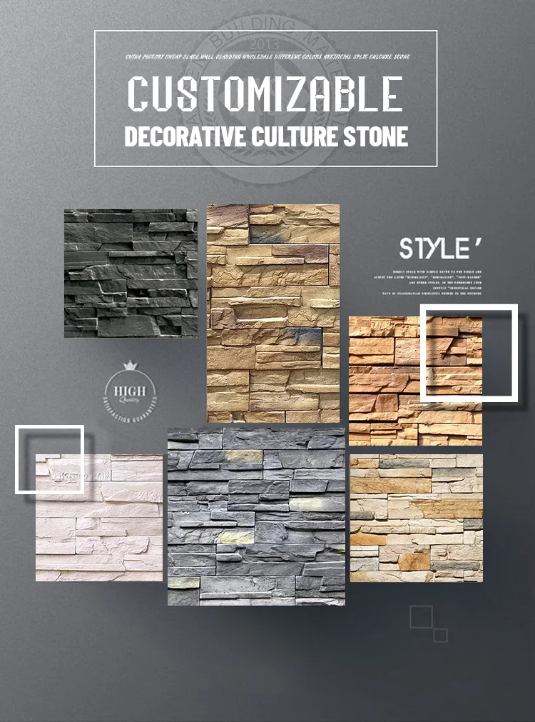 Natural Cheap Castle Stone Siding Exterior Stone Wall Cladding 3D Faux Decorative Panel Stone Veneer for garden