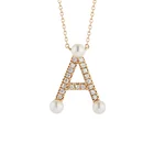 Gold Pearl Necklace Pearl New Necklace Gemnel 2021 New Designs A 18k Gold Plated Pearl Lvy Initial Pendant Necklace Women