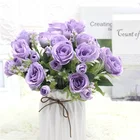 Artificial Flower Wholesale China High Quality 6 Colors Artificial Flower Roses With 5 Forks