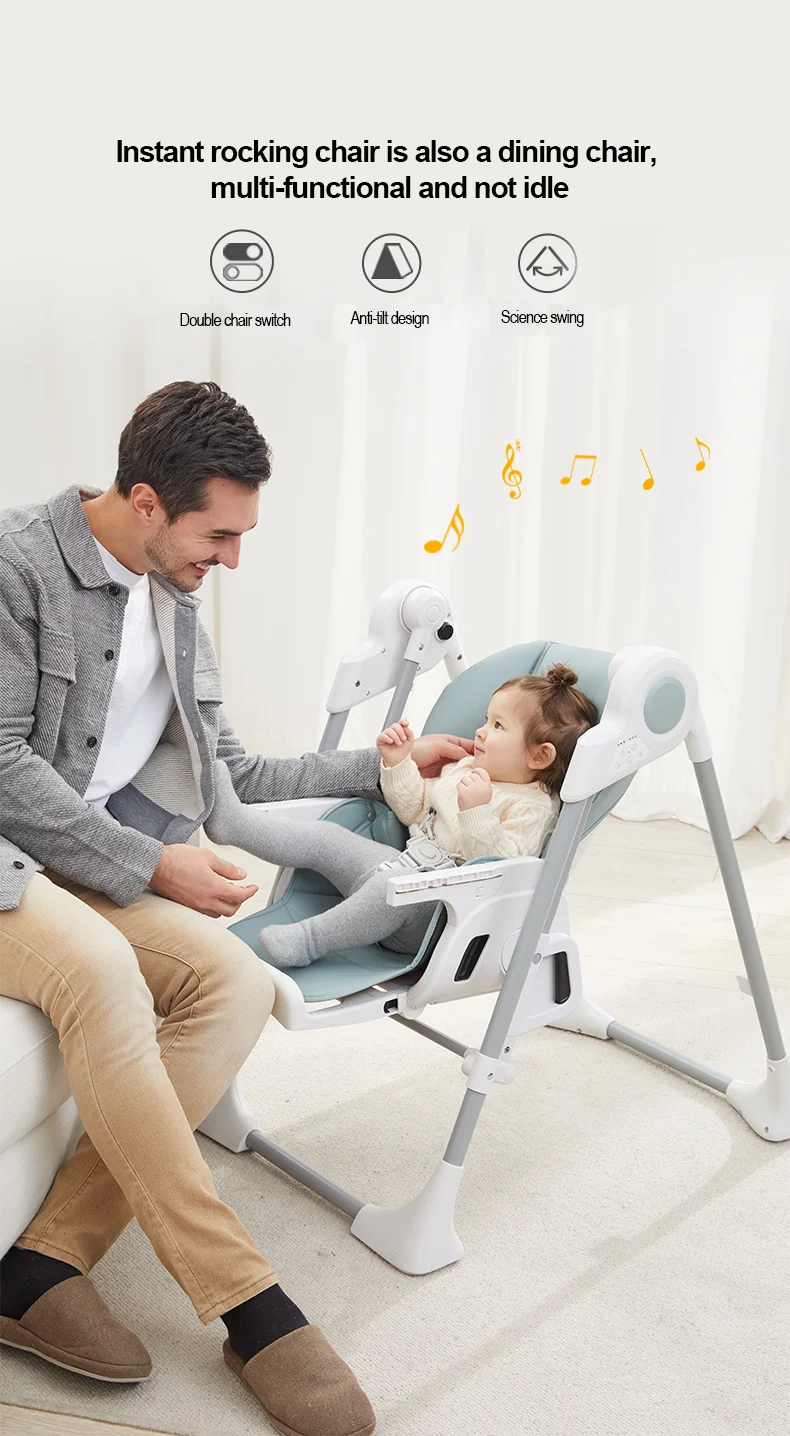 New Design Luxury Multifunctional Electric Intelligent Swivel Kids Baby Eating Feeding Dining High Chair 3 In 1 With Music