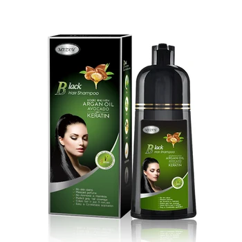 Wholesale Private Label Natural Semi-Permanent Argan Oil Hair Dye Shampoo Black Hair Color Shampoo For White Hair