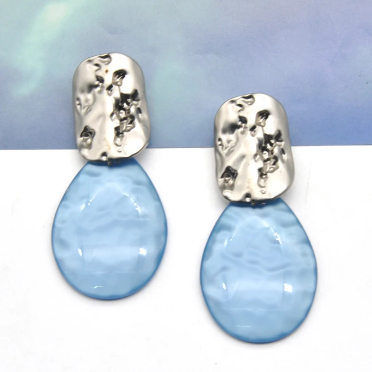 Custom vintage stud earrings for women new acrylic sheet board blue retro earrings