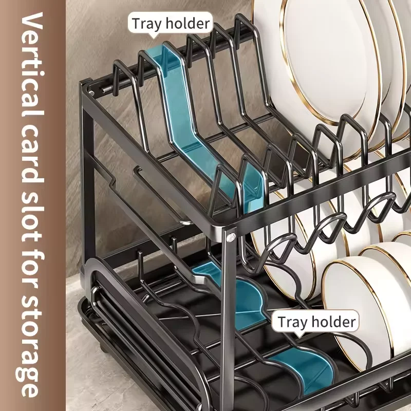 Double layer dish storage rack  iron drainage bracket  in stock factory direct sales drying rack