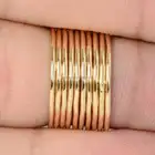 Silver Solid Sterling 925 Silver Wire Super Thin Stacking Round Minimal Solid Yellow Gold Ring