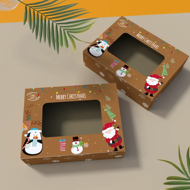 product free design affordable food grade popular christmas themed paper boxes chocolate snacks candy cups cake boxes with window-4