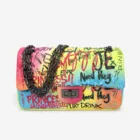 Handbag Bags Top Quality Handbag Graffiti Rainbow Square Bags Big Jelly Purse