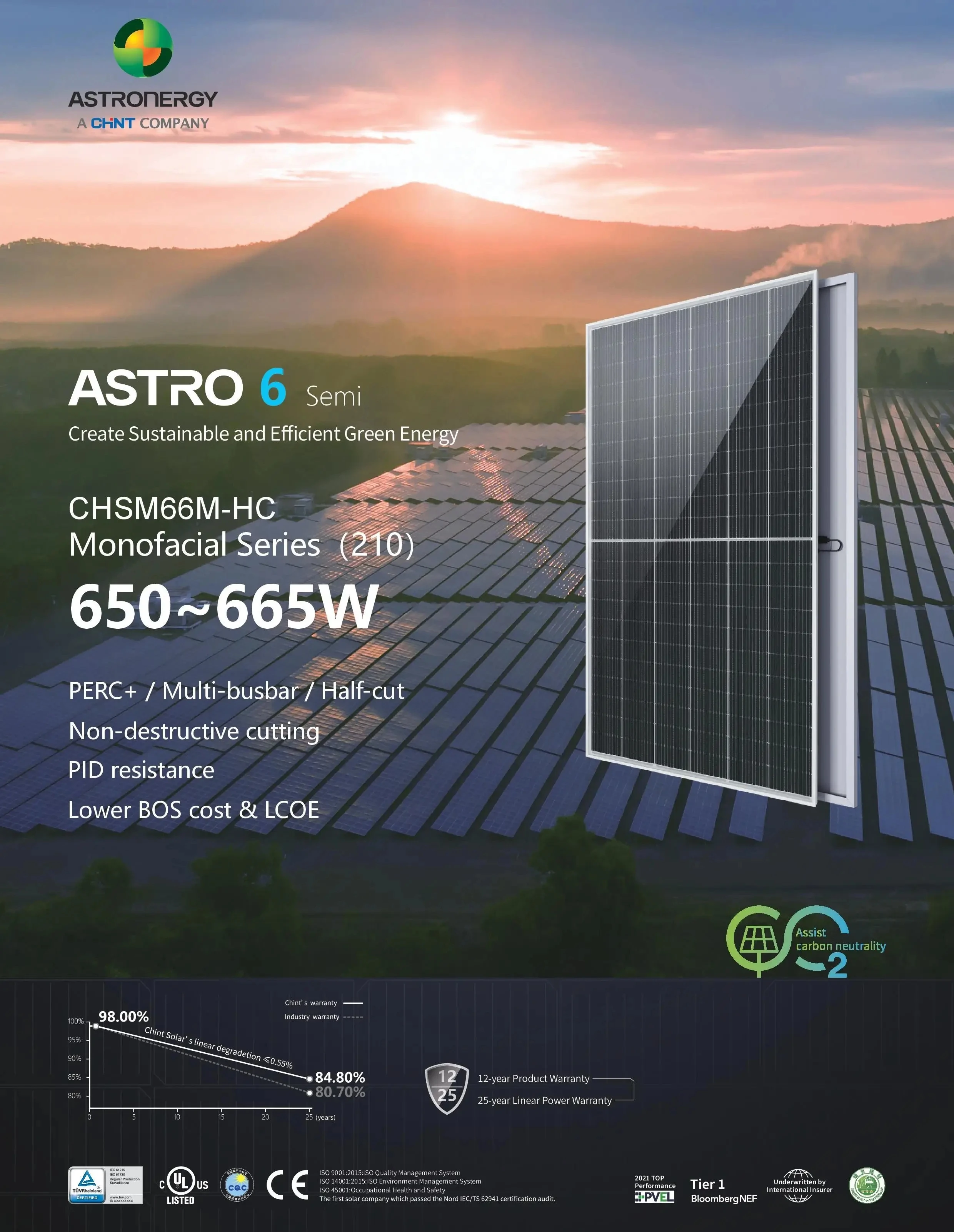 Astronergy Bifacial Pv Solar Module Chint Solar Panels With Perc Topcon