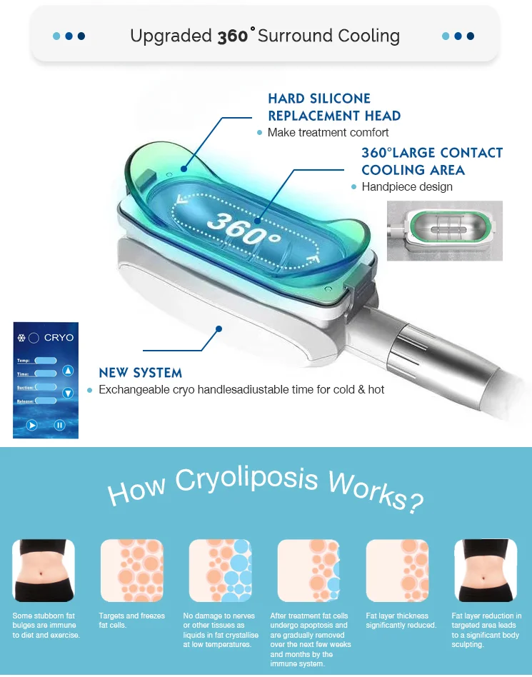 Vertical 360 Cryotherapy Machine Ultrasonic Liposuction Cavitation Rf Coolplas