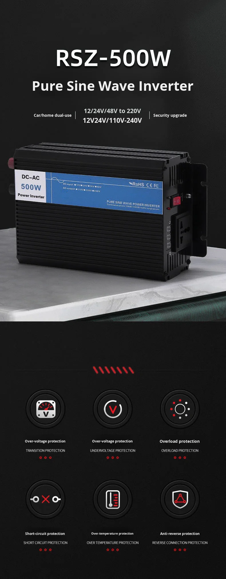 48v high power 300w solar photovoltaic grid tie converter 220v 948 efficiency china-13