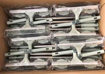 Window Wiper with Long Handle(56IN), Silicon Squeegee & Microfiber Mop, Fit for Window, Shower Glass , Mirror, Door, Car