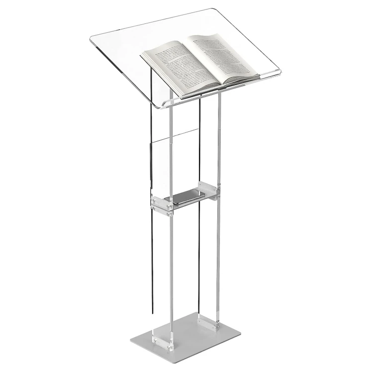 Clear Acrylic Straight Detachable Acrylic Podium With Steel Lectern Pulpit