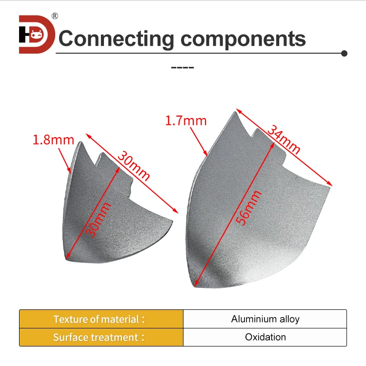 50 Purified Aluminum Double Arc Workshop Waterproof groove Tee Inner and Outer Corner Wall Base Accessories details