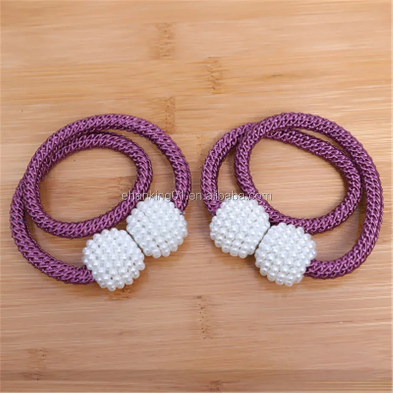 Pearl Magnetic Magnetic Ball Curtain Tie Rope Backs Holdbacks Buckle Clips Accessory Rods Accessoires Hook Holder R1567