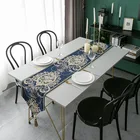 Table Decoration European Table Runner Jacquard Flower Decoration Chenille Tablerunner With Tassels