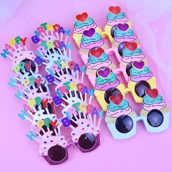 Birthday Party Glasses Funny Candle Sunflower Rainbow Sunglasses Happy Birthday Photo Booth Props Kids Favor Party Decorations
