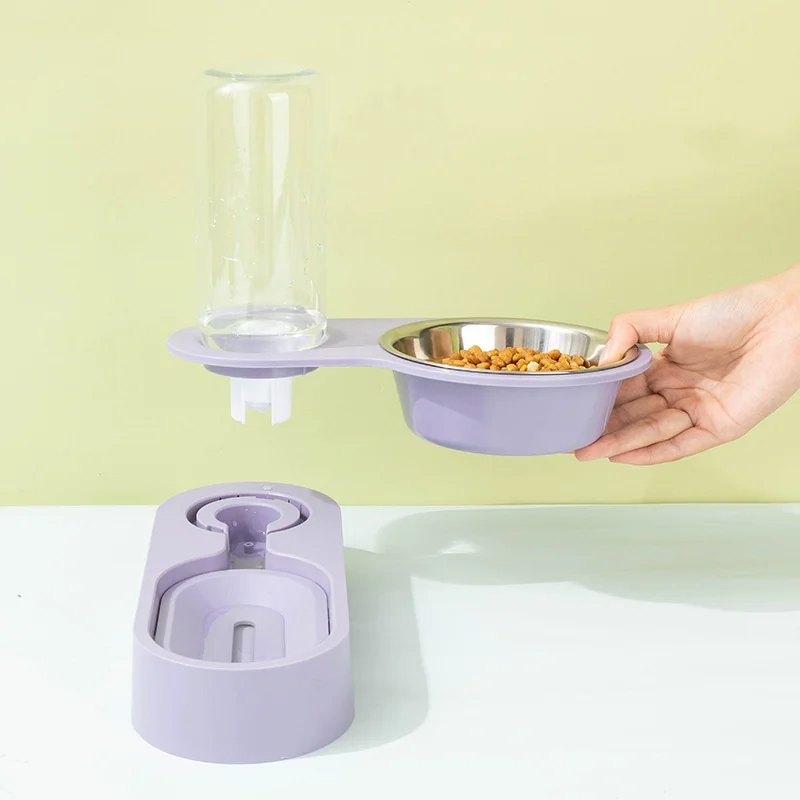New Design Small and Medium Dog Food Bowl Cat Bowl Stainless Steel Adjustable Double Bowl Pet Products manufacture