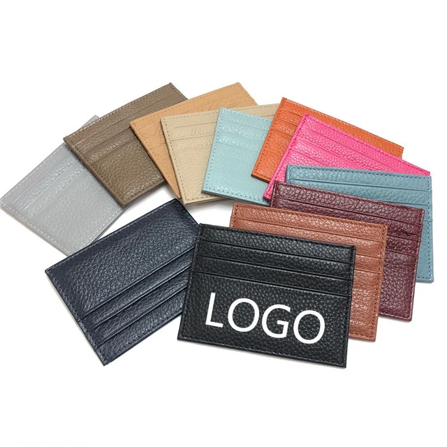 Genuine Leather Cards Holder Slim 7 Slots Real Leather Credit Cards Holders Wallet Can Custom Logo Packaging Size