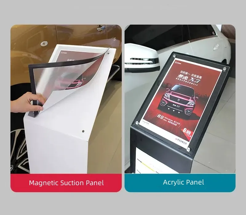 Wholesale Auto Show Iron Floor StandingA4Signage Bracket Acrylic Information Display Rack with Paper Rack