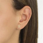 Stud Earrings S925 Sterling Silver Flower Rhinestone Mini Stud Earrings