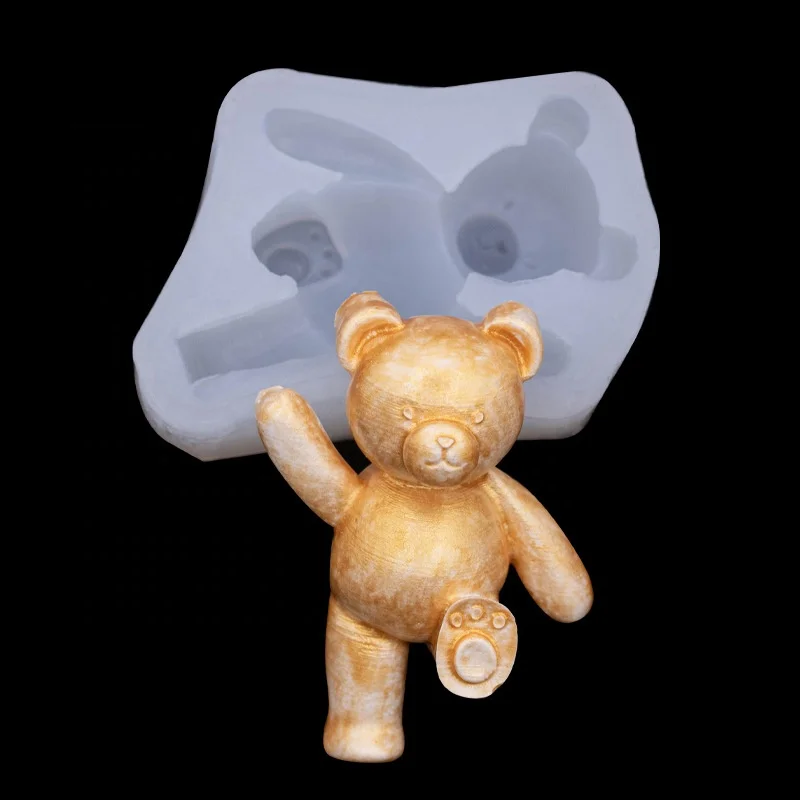 3D DIY Bear Silicone Mold Soap Candle Gypsum Aromatherapy Mouldings Cake Tools Resin Crafts Kitchen Toys