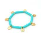 Beads 2021 Bohemian Summer Style Elastic Vinyl Polymer Clay Discs Beads Bracelets With Gold Charm