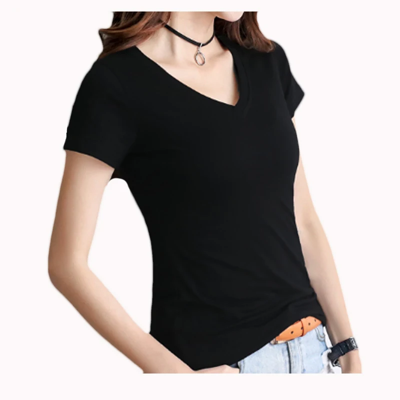 black stretch t shirt ladies