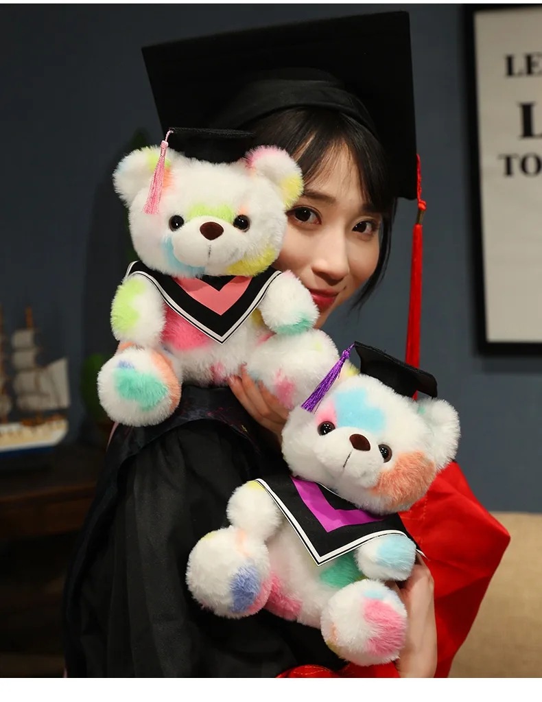 2024 Custom Plush Toy Stuffed Animal Doctor Graduate Bear With Hat And Bachelor's Uniform For Student Graduation Gifts