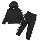 Boys' Spring And Autumn New Boys' Kids Fashion Solid Color Hooded Sports Two-piece Kids Suit