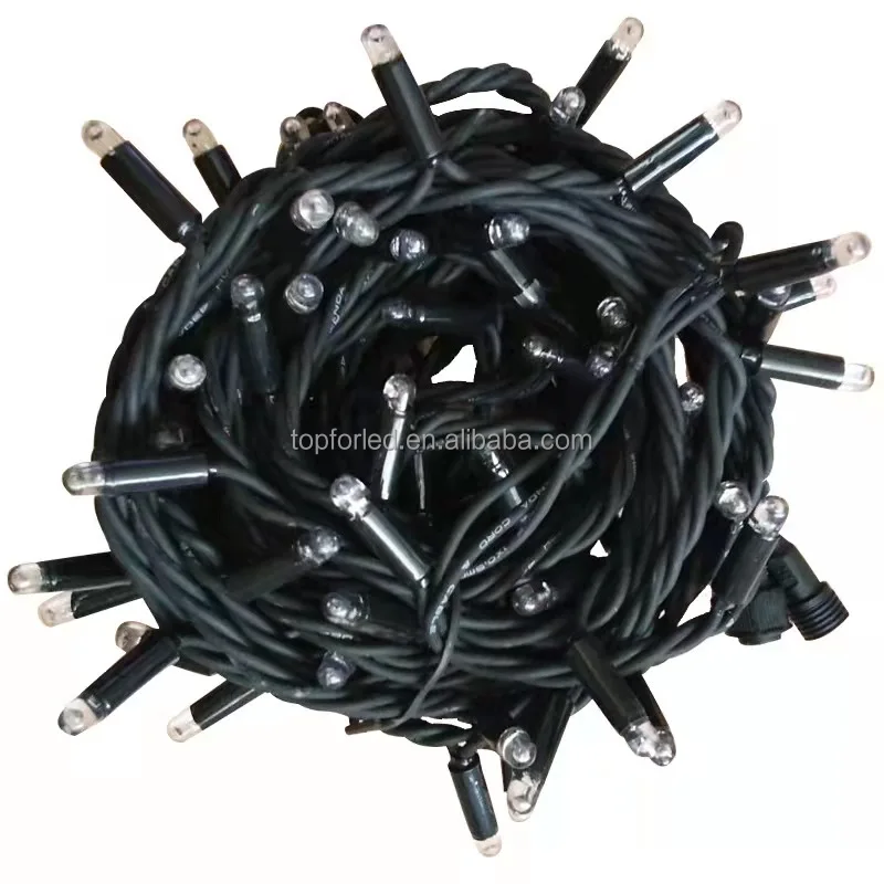 Black Rubber Wire 10meters 100leds Outdoor LED Fairy String Light With Male-Female Connectors