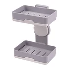 Holder Wall Mounted Suction Cup Hanging Soap Holder Wall Mounted Double Layer Plastic Soap Dish Holder