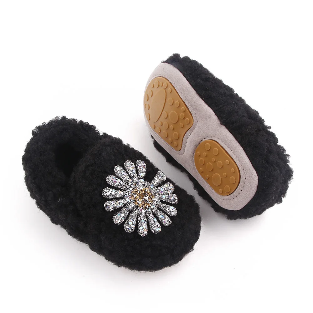 Baby Infant Toddler Girls Non Slip Rubber Soft Sole Plush Bow Slip on Mary Jane Dress Shoes Princes Shoes Gift details