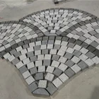 Granite Stone Granite Stone Interlock Grey Granite Fan Shape Stone Paver On Mesh